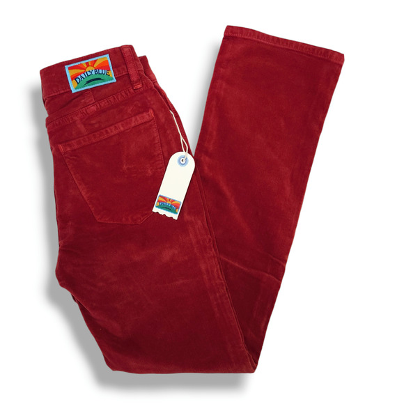 NWT Daily Blue Manya Organic Cotton Velveteen Denim Jeans Sz. 25 Swing [Ruby] - Picture 3 of 13